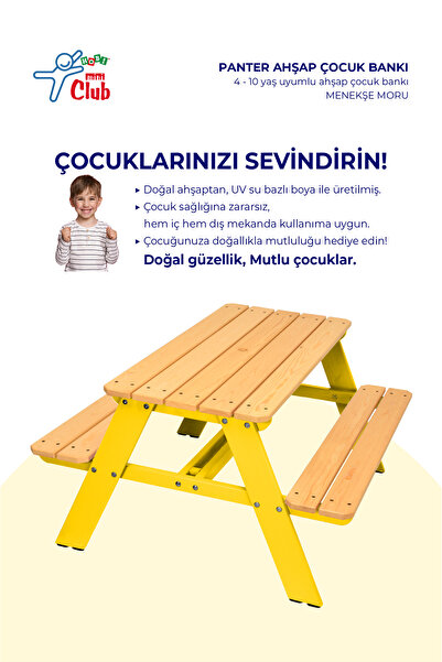 Hobi Mini Club Panter Ahşap Çocuk Bankı 4-10 Yaş Uyumlu Çocuk Bankı