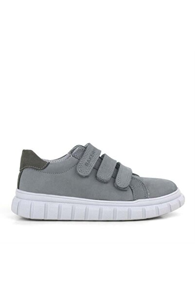 Rakerplus Genuine Leather Gray Velcro Children's Casual Sports School Shoes