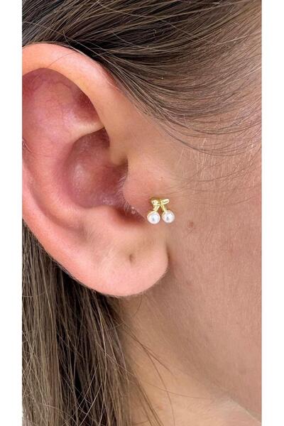 Arescollection 1 ADET ARKASI DÜZ ÖNDEN TAKMALI TRAGUS HELİX LOBE COCNH UYUMLU...