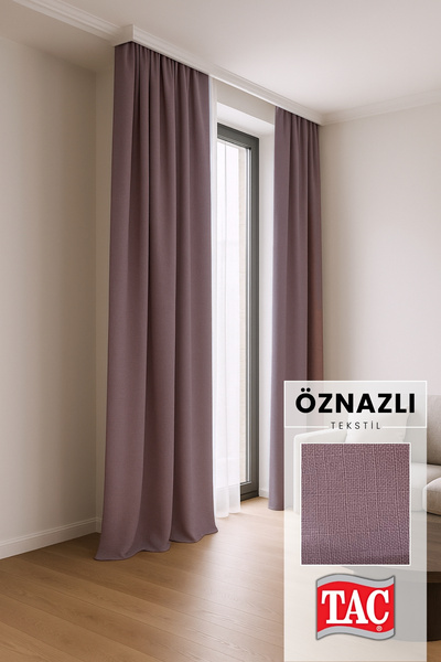 Taç Doğal Doku Keten Görünümlü Fon Perde – Ekstraforlu Büzgülü, Zengin Renk Kartelalı Model, Sade Şık