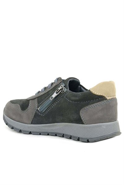 Rakerplus Leather Gray Sand Color Zippered Sneakers