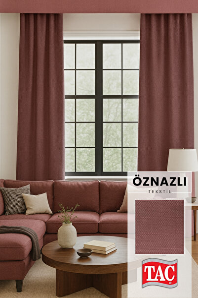 Taç Doğal Doku Keten Görünümlü Fon Perde – Ekstraforlu Büzgülü, Zengin Renk Kartelalı Model, Sade Şık