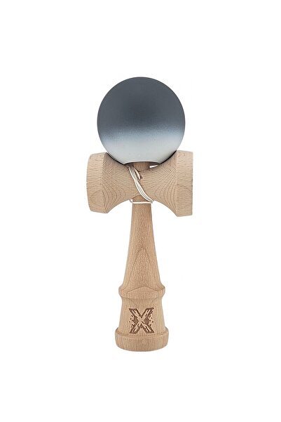 Kendama X Original, Profesional, Rabatabil, Lemn, Mâner de cauciuc, 18 cm, Alb/Negru