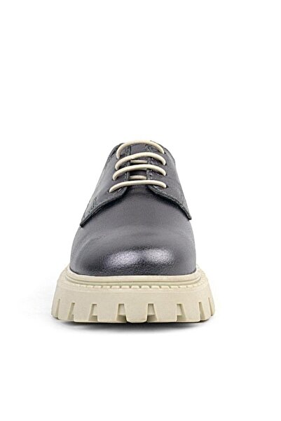 Rakerplus Platinum Genuine Leather Lace-Up Girl's Oxford School Shoes