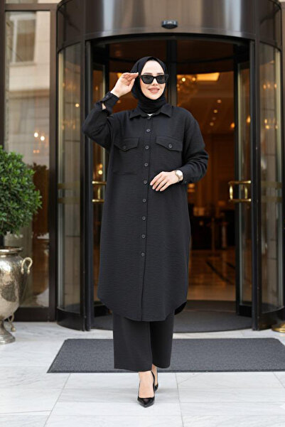 Neva Style Чорний комплект з ґудзиками для мусульманок 44661S