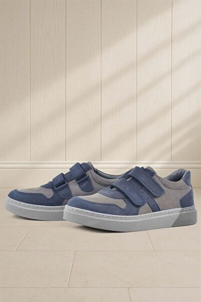 Rakerplus Hakiki Deri Lacivert Cırtlı Erkek Çocuk Sneaker