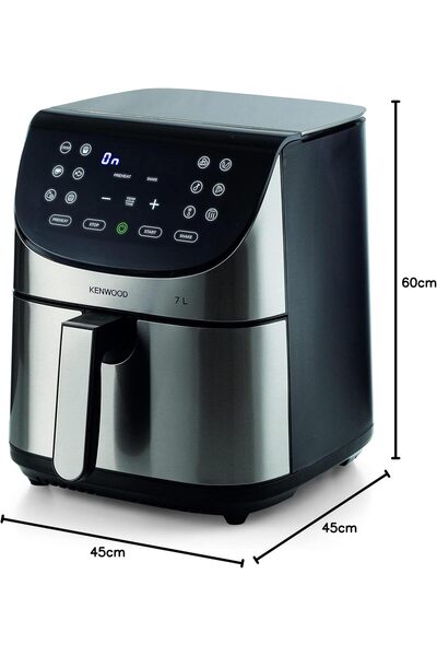 Kenwood Digital Air Fryer XXXL 7L 2.8KG 1800W with Max Crisp Function, Silver/Black