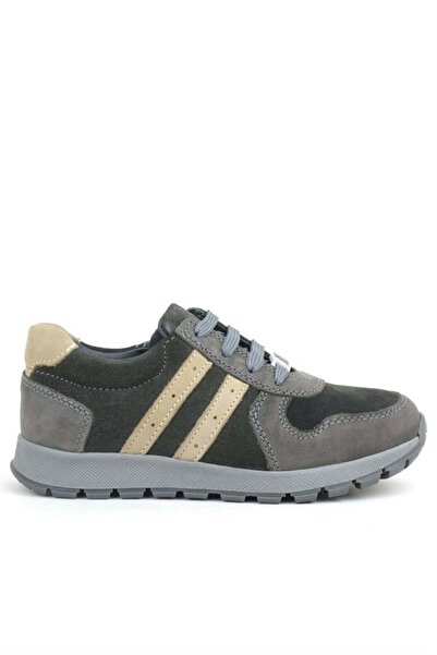 Rakerplus Leather Gray Sand Color Zippered Sneakers