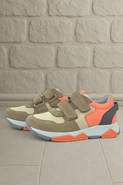 Rakerplus Genuine Leather Sand Color Kids Sneakers Sports Shoes