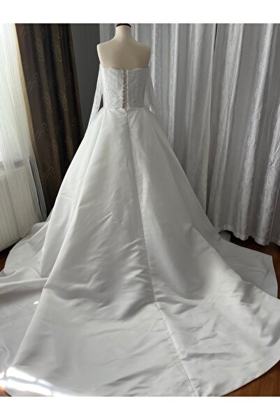 AYŞE KOÇYİĞİT Lez Lace Plied Pleated Fluffy Satin Wedding Dress