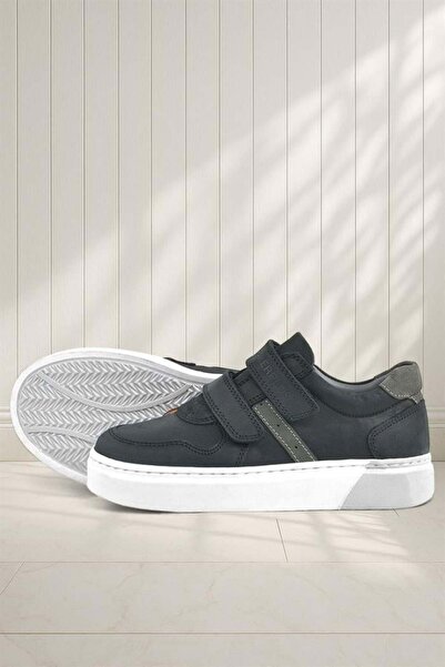 Rakerplus Genuine Leather Black Velcro Boys' Sneakers