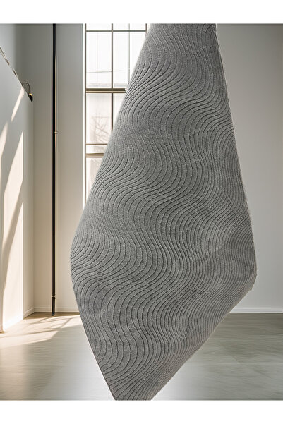 Dinarsu Yıkanabilir Kesme Halı Bohem Modern Gri Desenli Kaymaz Taban Salon Ha...