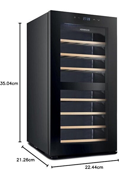 Kenwood 43 Bottle Beverage Cooler with Dual Temperature Zone, Double Glass Door & LED Light – Black