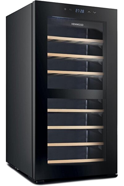 Kenwood 43 Bottle Beverage Cooler with Dual Temperature Zone, Double Glass Door & LED Light – Black