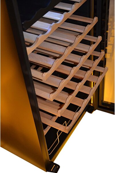 Kenwood 55 Bottle Freestanding Beverage Cooler with Dual Temperature Zone and LED Lighting – Black