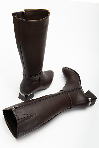 romamod Γυναικείες μπότες με φερμουάρ, ελαστικές, μέχρι το γόνατο, τετράγωνο δάχτυλο, με τακούνι