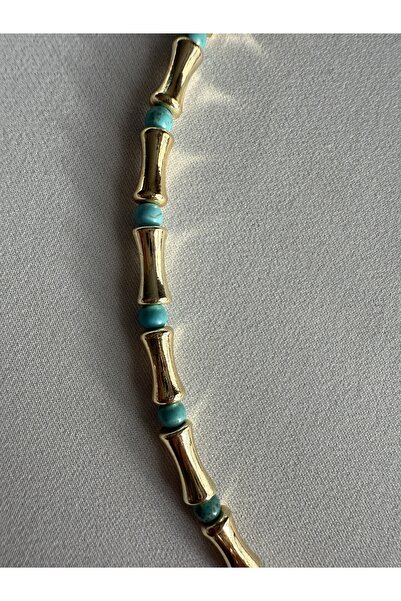 LUSORA ACCESORY Lusora Accessory Firuze Taşlı El Yapımı Serenay Gold Kolye