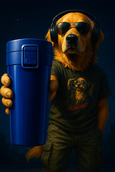 MİSSCAFE Snape Filtreli Çift Katmanlı Mug Termos Bardak 380ml Mavi