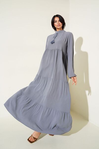 Hiccup BDART Fiyonk Bağcıklı Yaka Detaylı Maxi Elbise