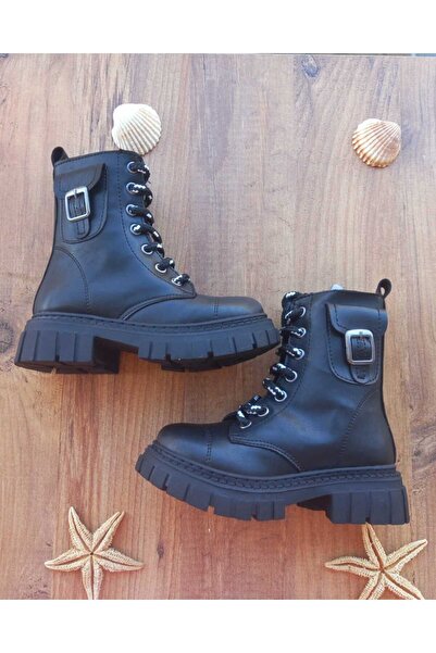 SKY MODA Kız Çocuk Komple Kürklü Soğuk Geçirmez Kaymaz Taban Dikişli Fermuarlı Bot