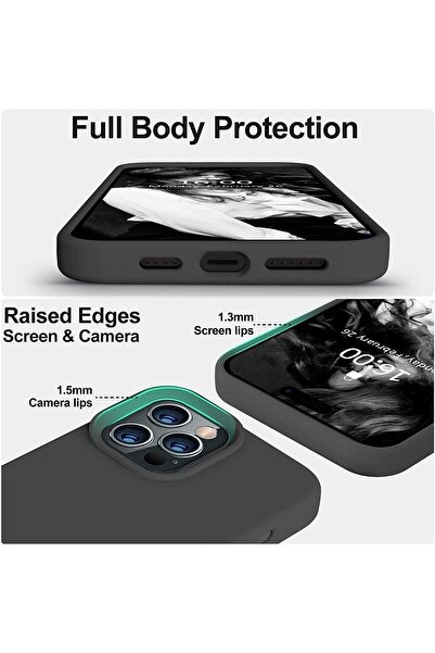HyperAge iPhone 14 Pro Kılıf İçi Kadife Kamera Yükseltili Lansman Silikon Kapak Siyah