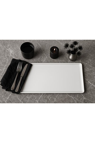 Kütahya Porselen Tan 35X15 cm Rectangular Chicken World Presentation Plate Single (with Emblem)