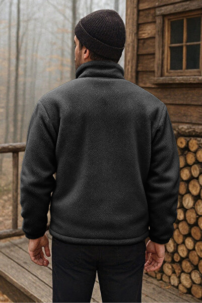 GHASSY CO. Men's Pro Thermal Inner Outer Sherpa Autumn Winter Full Zip Plush Sweatshirt