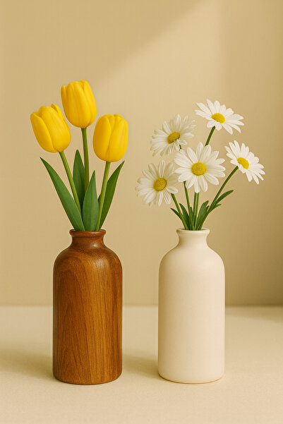 Woodcept. Vasă decorativă din ceramică în stil nordic elegant, minimalistă mo...