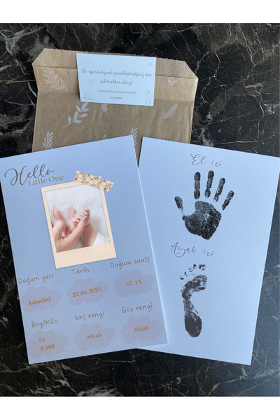 shop Bebek Anı Kartı Seti + El Ayak İzi Kiti – Baby Shower Hatıra Kartları | ...