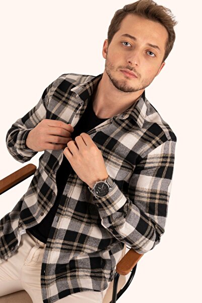 Etikmen Barna fehér Slimfit favágó férfi ing