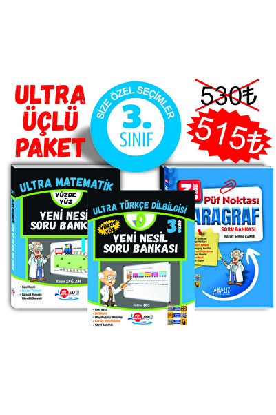 Analiz Yayınları 3.sınıf Ultra 3'lü Set (MATEMATİK - PARAGRAF-T.DİLBİGİSİ)