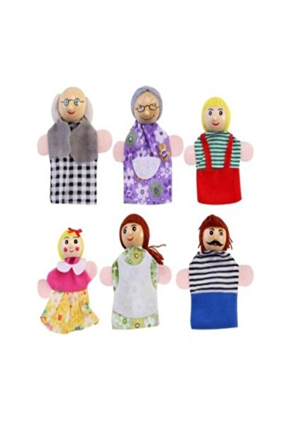Hyd Wooden Puppet Family Set 6-Piece Finger Puppet Set Children's Game Visual Expression Intelligence Development Props Toy