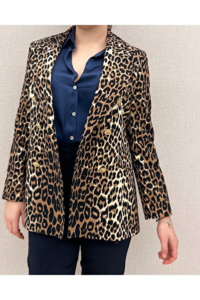 BERWANG Leopar Gabardin Blazer Ceket