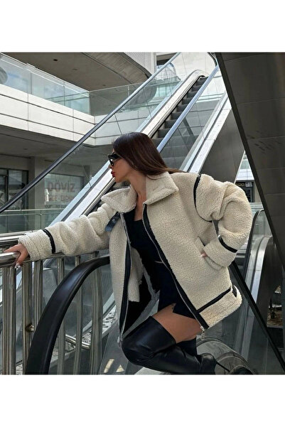 La Querta Μπεζ βελούδινο παλτό - Γυναικείο, Premium Design, LQ με φερμουάρ