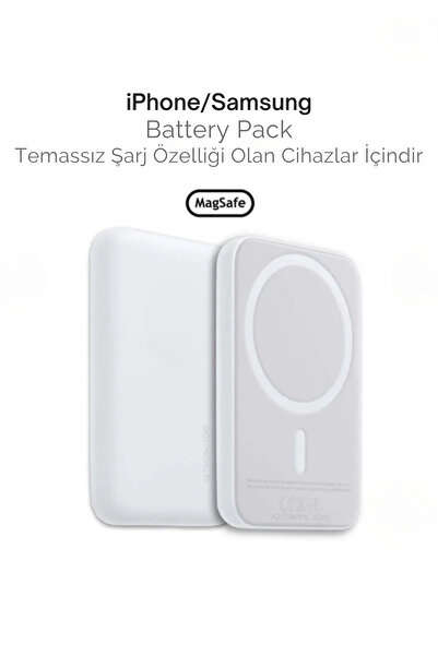 LaraThec İphone-15-16-17 Uyumlu Magsafe Battery Pack 5000 Mah Powerbank Kablosuz Wireless Batarya Şarj Aleti
