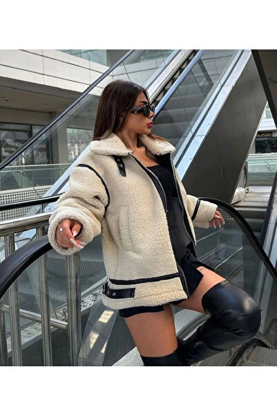 La Querta Μπεζ βελούδινο παλτό - Γυναικείο, Premium Design, LQ με φερμουάρ