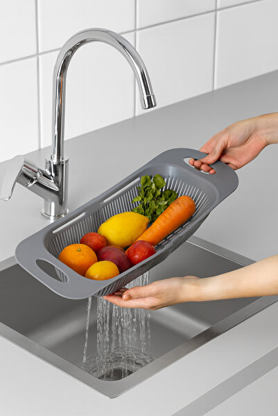 Myend Ayarlanabilir Lavabo Süzgeci Uzun Kısa Ayarlı Evye Meyve Sebze Salata Y...