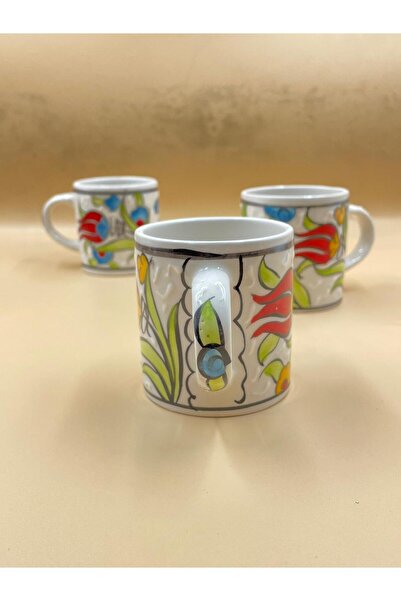Süsler Çini ve Seramik Espresso Coffee Glass 2Pcs Handmade Patterned Cup and Mug