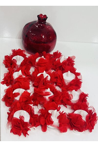 Muensu 12 Adet Kırmızı Lazer Çiçekli Led Mum, Tea Light, Üç Boyutlu Ledli El ...