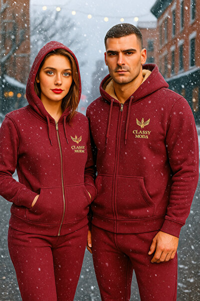 Classy Σετ φόρμας 2 τεμαχίων - Σετ φούτερ με κουκούλα Nakiş - Welsoft με 3 νήματα χωρίς μανίκια