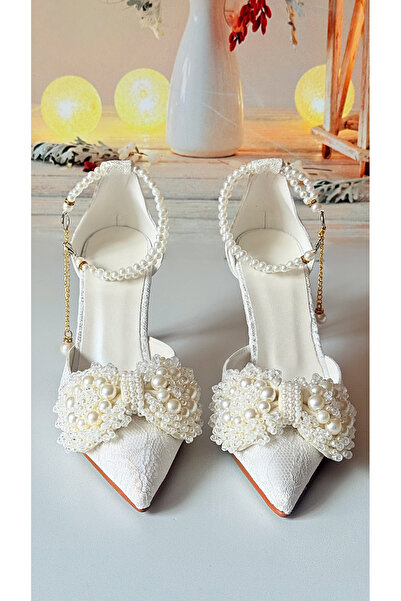 Modavien Women's 7 cm Pearl Bridal Shoes (Full Mold)