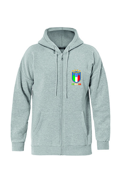 HOFFNUNG Φούτερ με κουκούλα oversized με μοτίβο με φερμουάρ unisex 3 THREADS ...