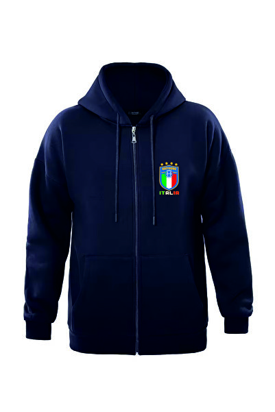 HOFFNUNG 3 سترة بغطاء للرأس من نوع IPLY للجنسين مزودة بسحاب وشعار ITALIA منقوشة وبحجم كبير