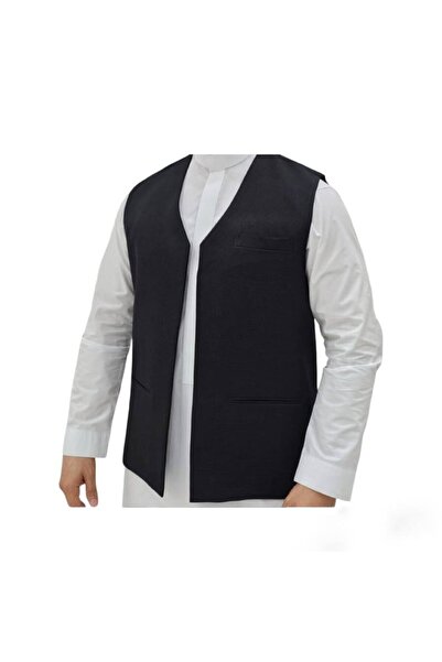 Aktham Men's summer formal button-up sedari, black