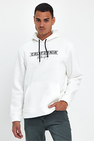 Superlife Süperlife Men's Hooded Comfortable Fit Fleece Inside 3 Thread California Printed Sweatshirt Spr24Sw11