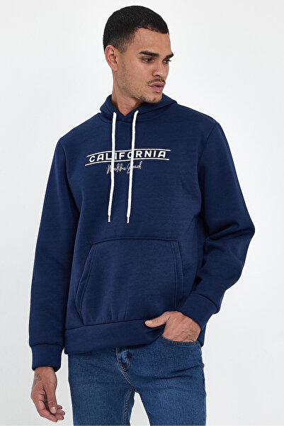 Superlife Süperlife Men's Hooded Comfortable Fit Fleece Inside 3 Thread California Printed Sweatshirt Spr24Sw11