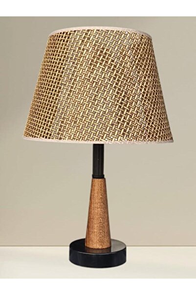 DEDE Legna Lamp Shade Black Rattan Brown Hat Wooden Body