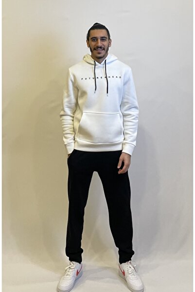 Superlife Hanorac pentru bărbați, confortabil, cu fleece, cu 3 fire, cu impri...