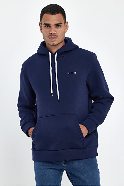 Superlife Men's Hooded Comfortable Fit Fleece Lined 3-Thread Thick Ar Embroidered Sweatshirt Spr24Sw07