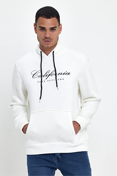 Superlife Men's Hooded Comfortable Fit Fleece Lined 3-Thread El Letter Printed California Printed Sweatshirt Spr24Sw03